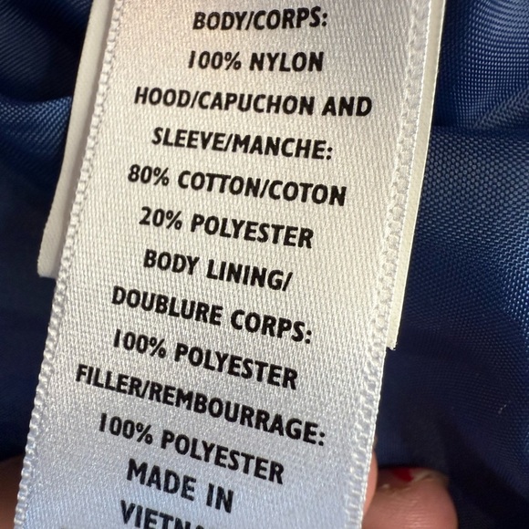 Old Navy Blue Puffer Vest With Gray Fleece Hood and Sleeves Kids Sz 6-12 Mo - Picture 10 of 11